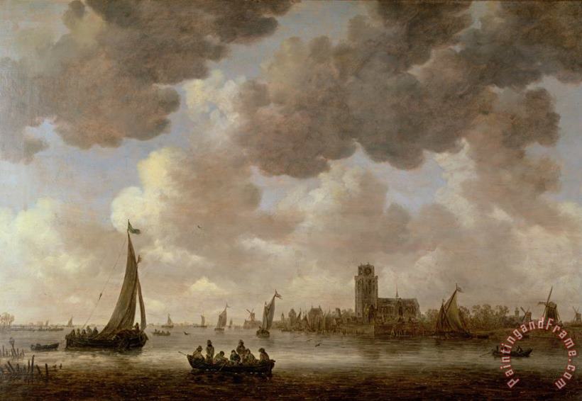 Jan Josephsz van Goyen View of Dordrecht Downstream from the Grote Kerk Art Painting
