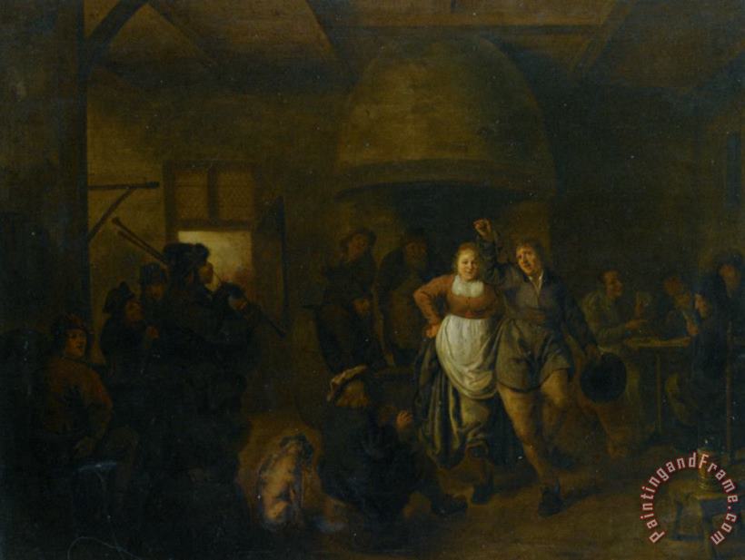 Jan Miense Molenaer A Tavern Interior with a Bagpiper And a Couple Dancing Art Painting