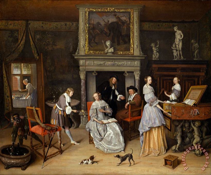 Fantasy Interior with Jan Steen And The Family of Gerrit Schouten painting - Jan Steen Fantasy Interior with Jan Steen And The Family of Gerrit Schouten Art Print