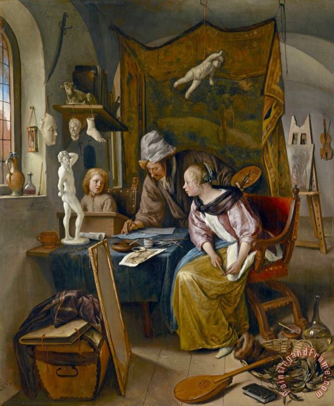 Jan Steen The Drawing Lesson Art Painting