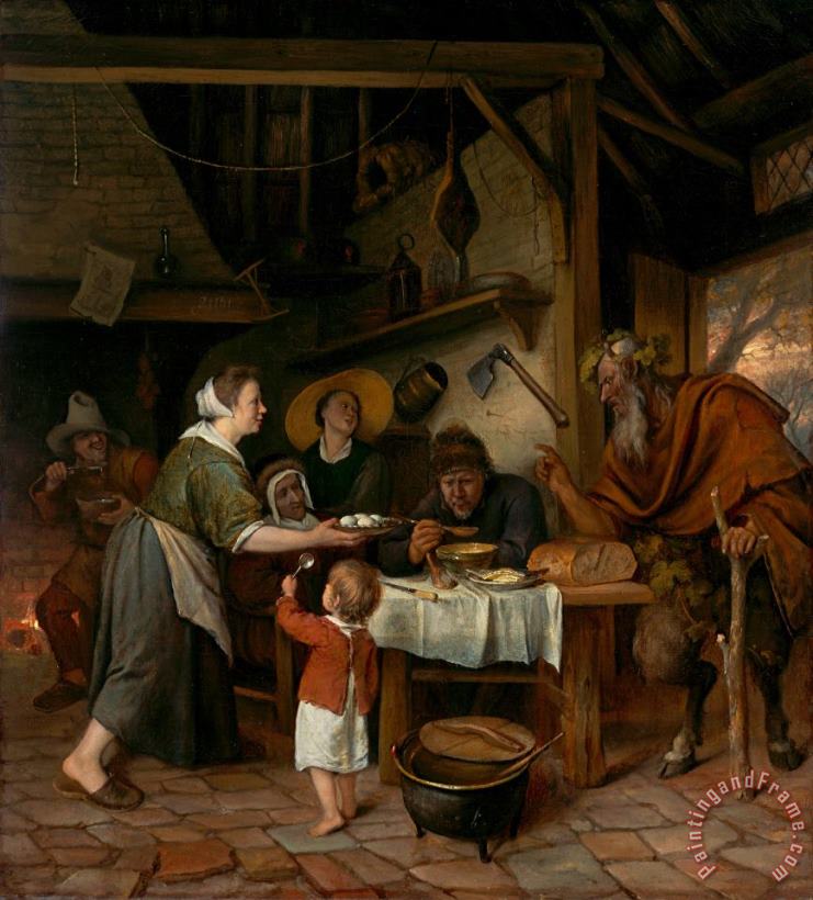Jan Steen The Satyr And The Peasant Family Art Painting