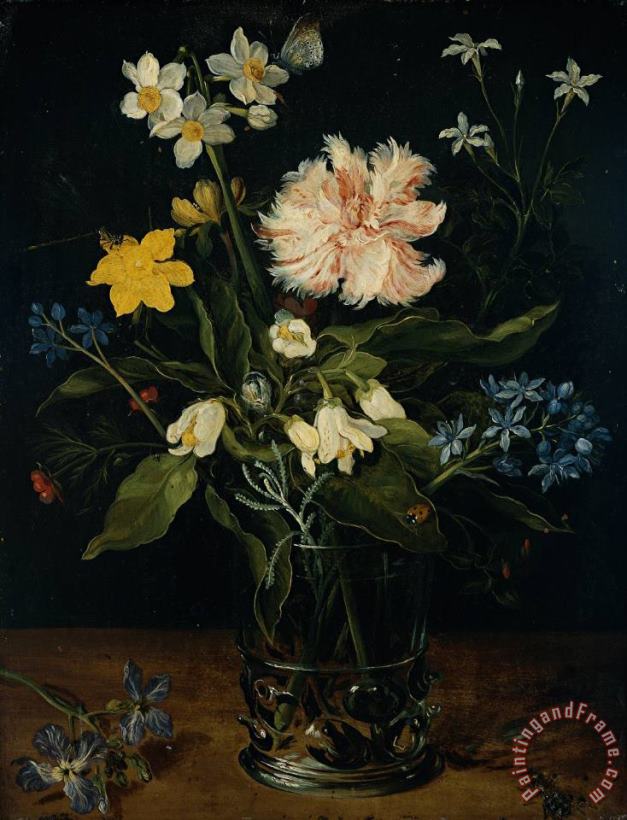 Jan the Elder Brueghel Still Life with Flowers in a Glass Art Painting