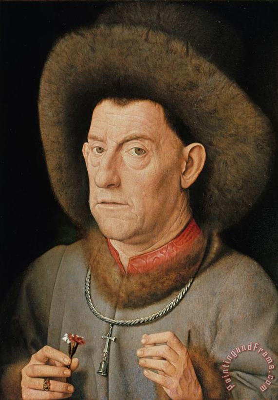 Man with Pinks painting - Jan van Eyck Man with Pinks Art Print