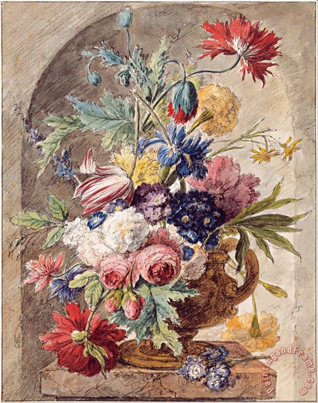 Flower Still Life, C. 1734 painting - Jan van Huysum  Flower Still Life, C. 1734 Art Print