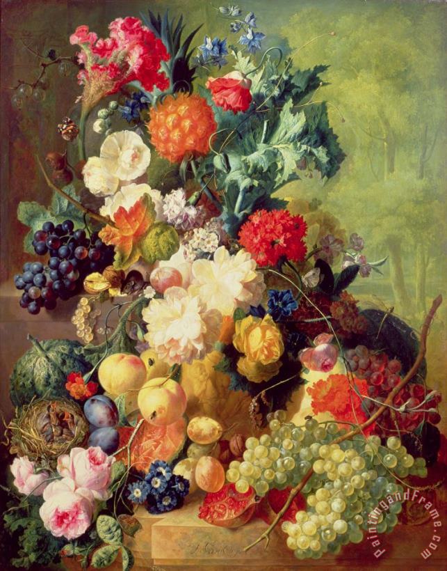 Still Life with Flowers and Fruit painting - Jan van Os Still Life with Flowers and Fruit Art Print