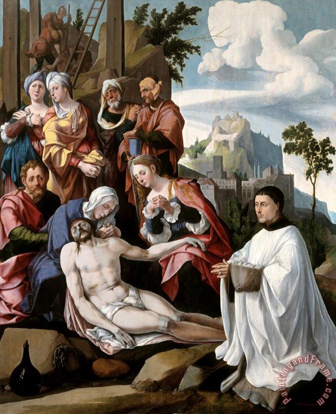 Lamentation of Christ with a Donor painting - Jan Van Scorel Schoorl Lamentation of Christ with a Donor Art Print