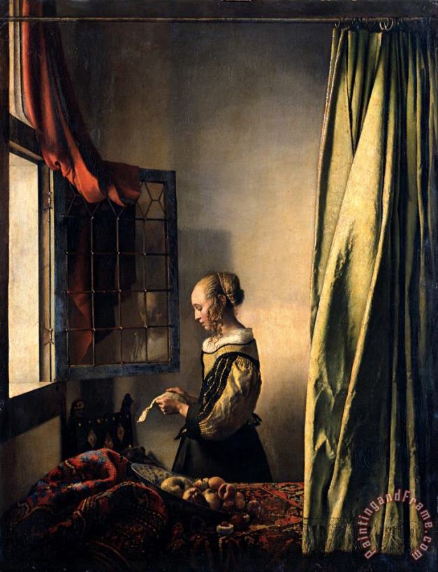 Jan Vermeer Girl Reading a Letter by an Open Window Art Painting