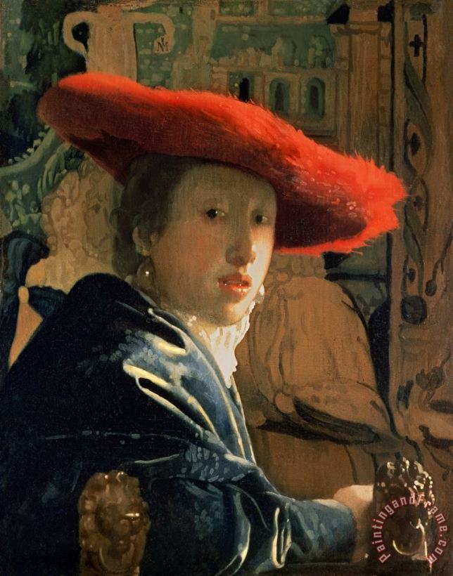 Girl with a Red Hat painting - Jan Vermeer Girl with a Red Hat Art Print
