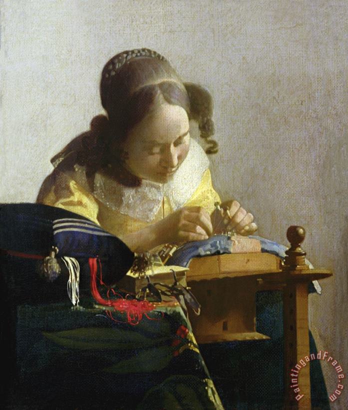 The Lacemaker painting - Jan Vermeer The Lacemaker Art Print