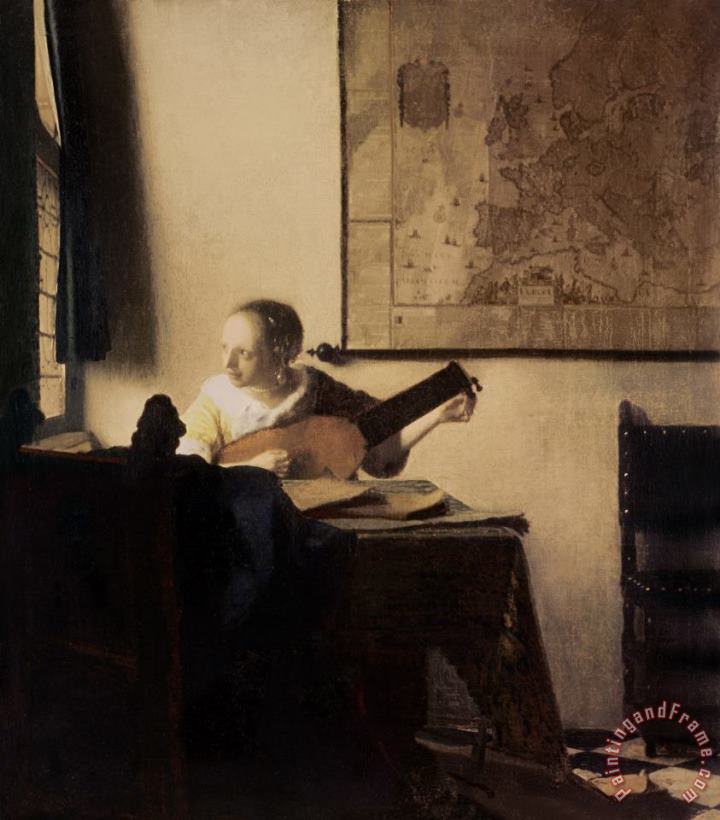 Jan Vermeer Woman with a Lute Art Print