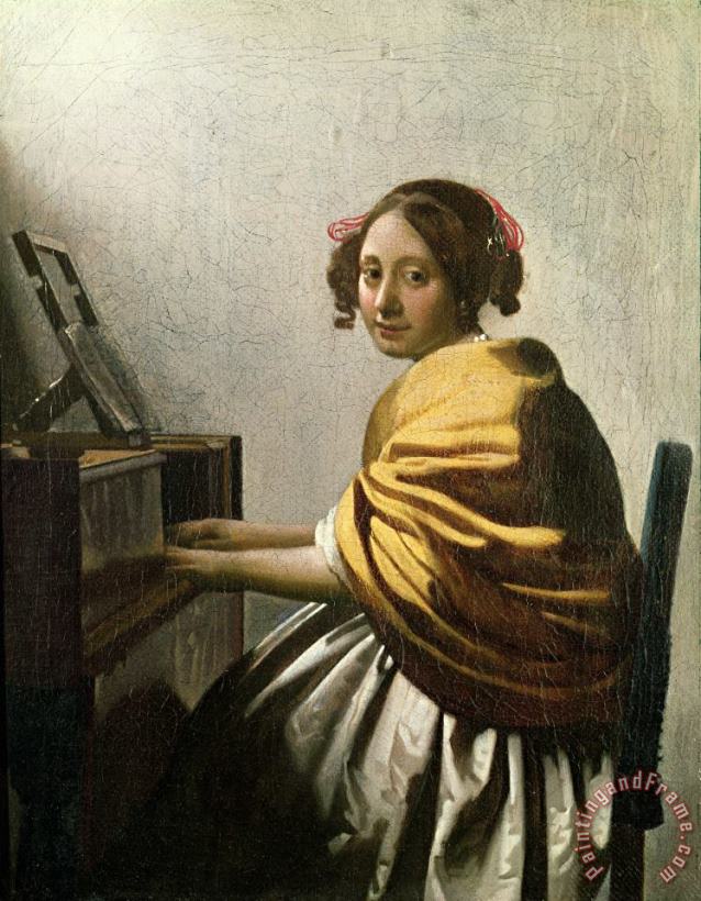 Young Woman at a Virginal painting - Jan Vermeer Young Woman at a Virginal Art Print