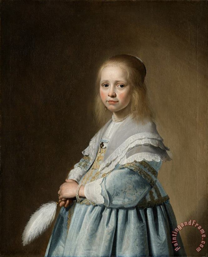 Jan Verspronck Portrait of a Girl in Blue Art Print