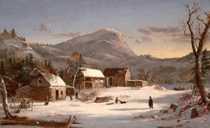 Jasper Francis Cropsey Winter Scene Ramapo Valley, 1853 Art Painting