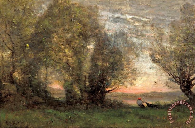 Jean-Baptiste C. Corot The Fisherman Evening Effect Art Painting