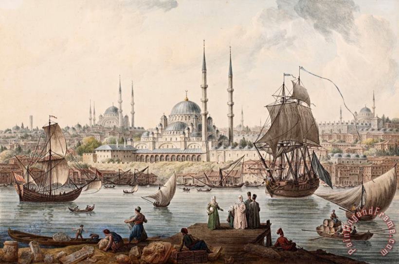 Yeni Camii And The Port of Istanbul painting - Jean-Baptiste Hilair Yeni Camii And The Port of Istanbul Art Print