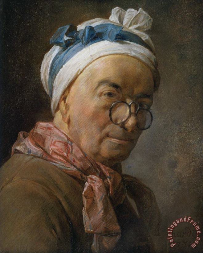 Selfportrait with Glasses painting - Jean-Baptiste Simeon Chardin Selfportrait with Glasses Art Print