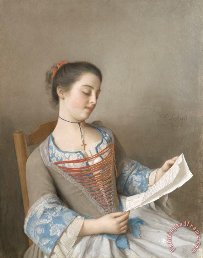 Jean-Etienne Liotard 'la Liseuse' (marianne Lavergne, Een Nicht Van De Kunstenaar, in Lyonese Plattelandskleding) Art Print