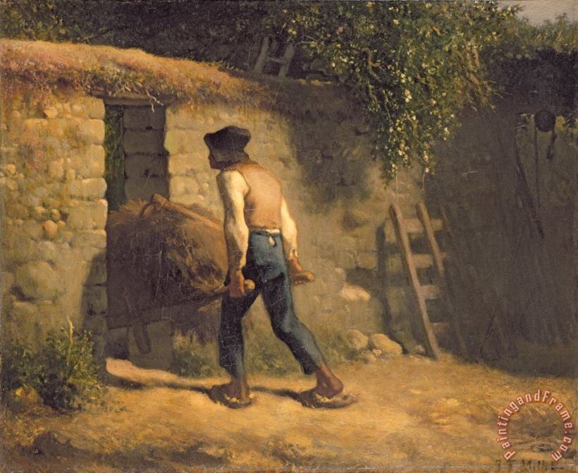 Peasant with a Wheelbarrow painting - Jean-Francois Millet Peasant with a Wheelbarrow Art Print