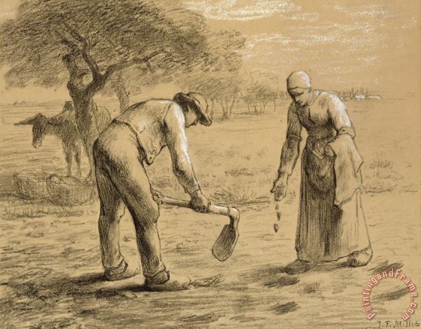Peasants Planting Potatoes painting - Jean-Francois Millet Peasants Planting Potatoes Art Print