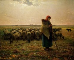 Jean-Francois Millet Shepherdess with her Flock