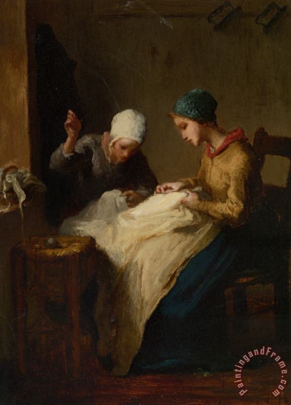 The Young Seamstress painting - Jean-Francois Millet The Young Seamstress Art Print