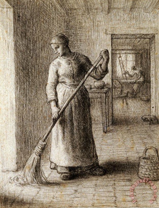 Jean-Francois Millet Woman Sweeping Her Home Art Painting