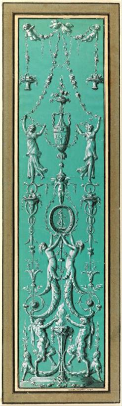 Panel of Arabesques for The Hotel De Salm, Paris painting - Jean-Guillaume Moitte Panel of Arabesques for The Hotel De Salm, Paris Art Print