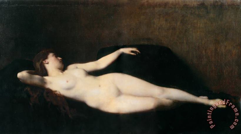 Jean-Jacques Henner Woman on a Black Divan Art Painting