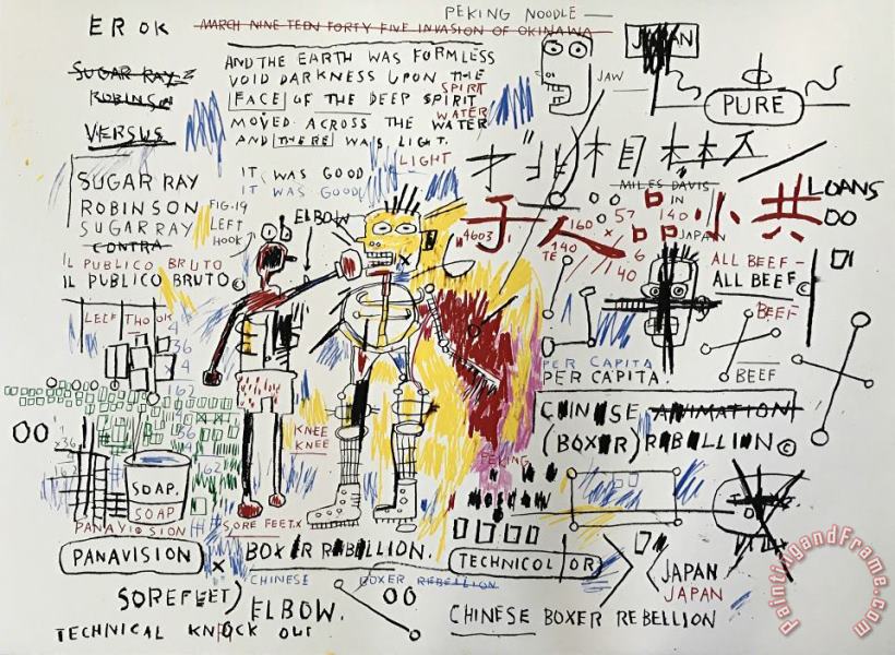 Boxer Rebellion, 1982 2018 painting - Jean-michel Basquiat Boxer Rebellion, 1982 2018 Art Print
