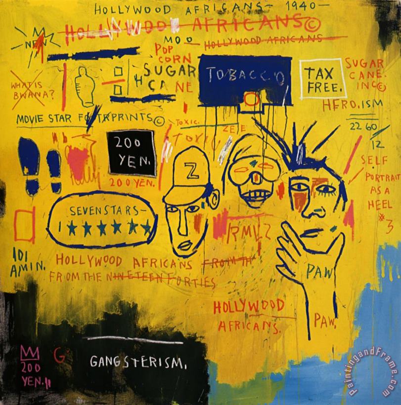 Hollywood Africans painting - Jean-michel Basquiat Hollywood Africans Art Print