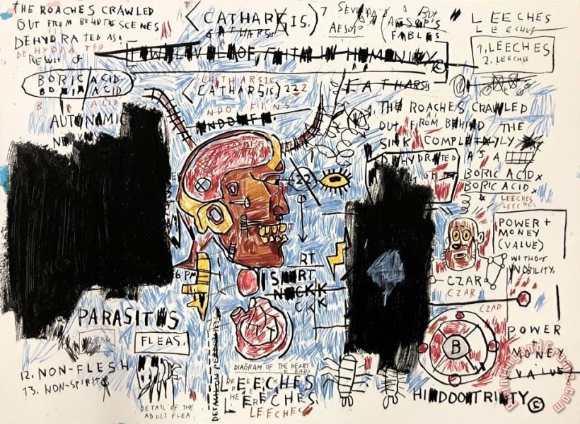 Leeches painting - Jean-michel Basquiat Leeches Art Print