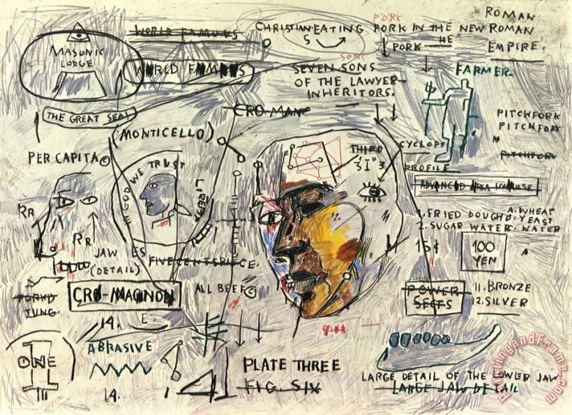Monticello, 1983 painting - Jean-michel Basquiat Monticello, 1983 Art Print