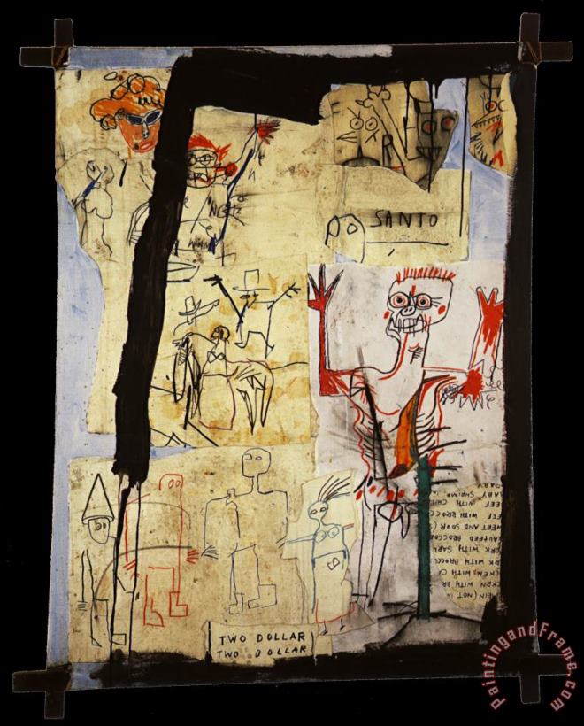 Santo Versus Second Avenue painting - Jean-michel Basquiat Santo Versus Second Avenue Art Print