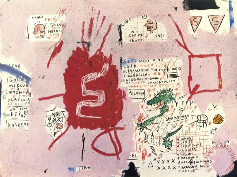 Snakeman painting - Jean-michel Basquiat Snakeman Art Print