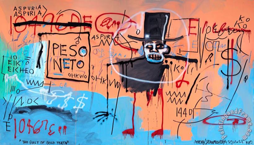 The Guilt of Gold Teeth, 1982 painting - Jean-michel Basquiat The Guilt of Gold Teeth, 1982 Art Print