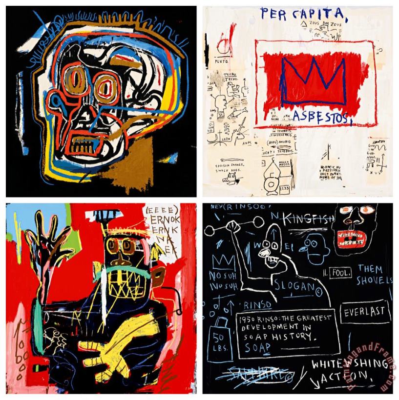 Untitled: Four Prints painting - Jean-michel Basquiat Untitled: Four Prints Art Print