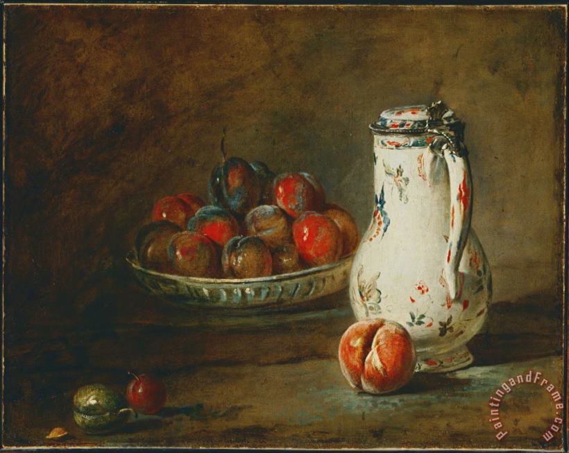 A Bowl of Plums painting - Jean-Simeon Chardin A Bowl of Plums Art Print