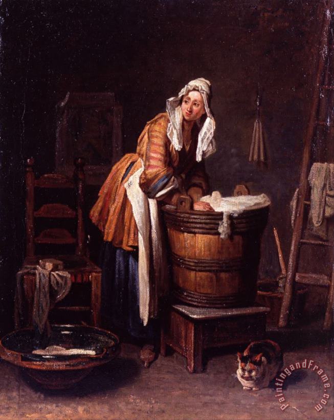 Washerwoman painting - Jean-Simeon Chardin Washerwoman Art Print