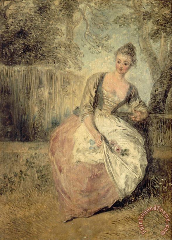 L'amante Inquiete painting - Jean Antoine Watteau L'amante Inquiete Art Print