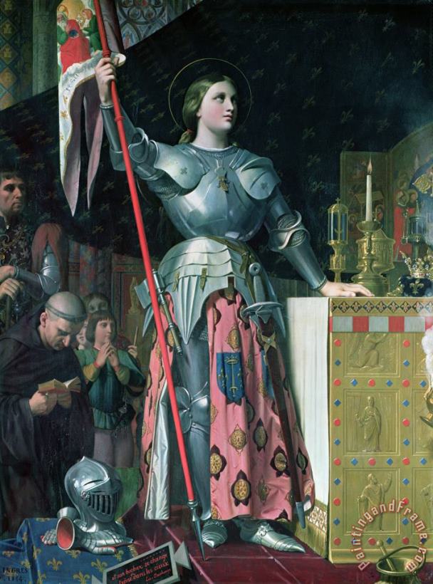 Jean Auguste Dominique Ingres Joan of Arc (1412 31) at The Coronation of King Charles VII (1403 61) 17th July 1429 Art Print