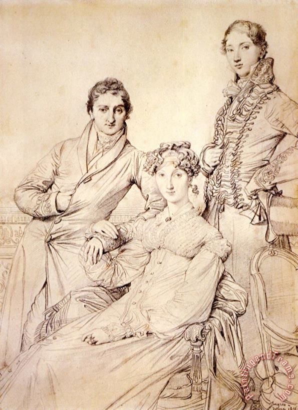 Jospeh Woodheda And His Wife, Born Harriet Comber, And Her Brother, Henry George Wandesford Comber painting - Jean Auguste Dominique Ingres Jospeh Woodheda And His Wife, Born Harriet Comber, And Her Brother, Henry George Wandesford Comber Art Print