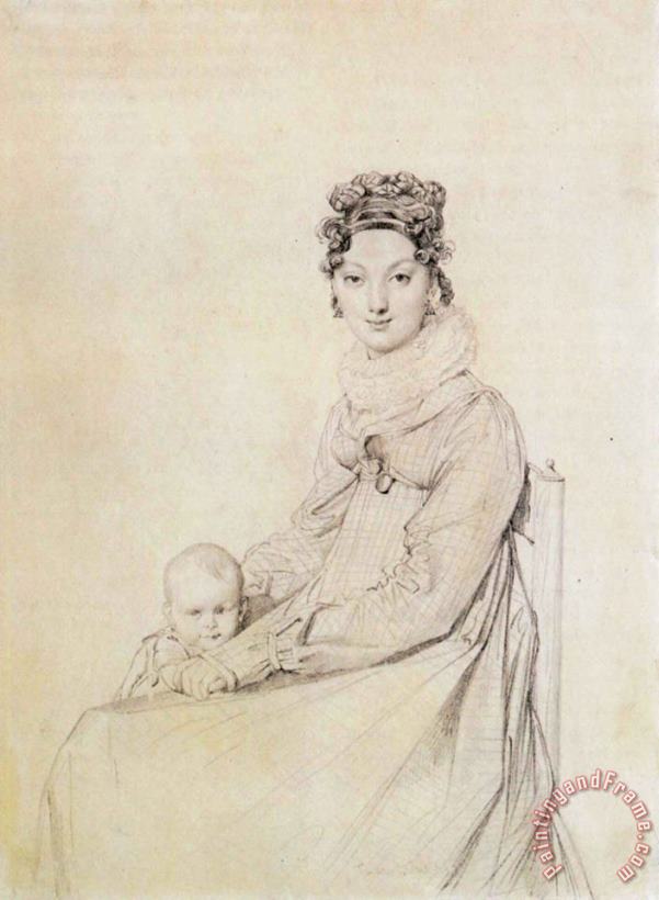 Jean Auguste Dominique Ingres Madame Alexandre Lethiere, Born Rosa Meli, And Her Daughter, Letizia Art Print