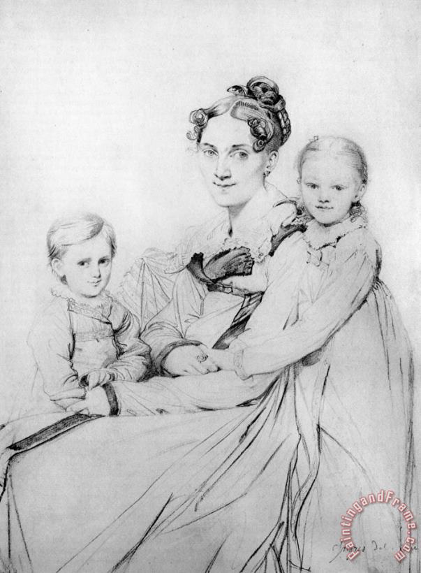 Jean Auguste Dominique Ingres Madame Johann Gotthard Reinhold, Born Sophie Amalie Dorothea Wilhelmine Ritter, And Her Two Daughters, Susette And Marie Art Painting