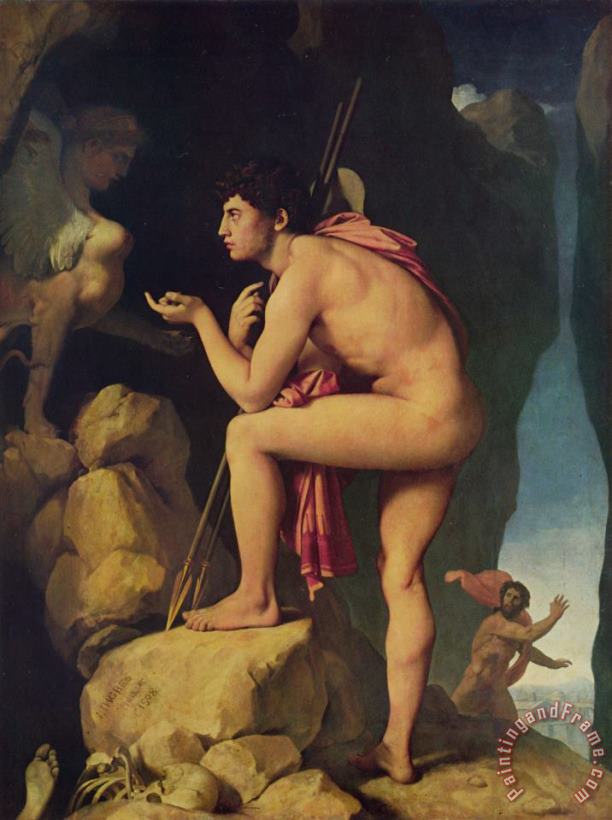 Oedipus And The Sphinx painting - Jean Auguste Dominique Ingres Oedipus And The Sphinx Art Print