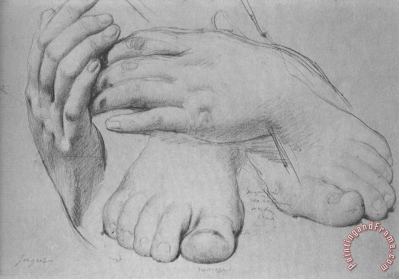 Jean Auguste Dominique Ingres Study of Hands And Feet for The Golden Age Art Painting