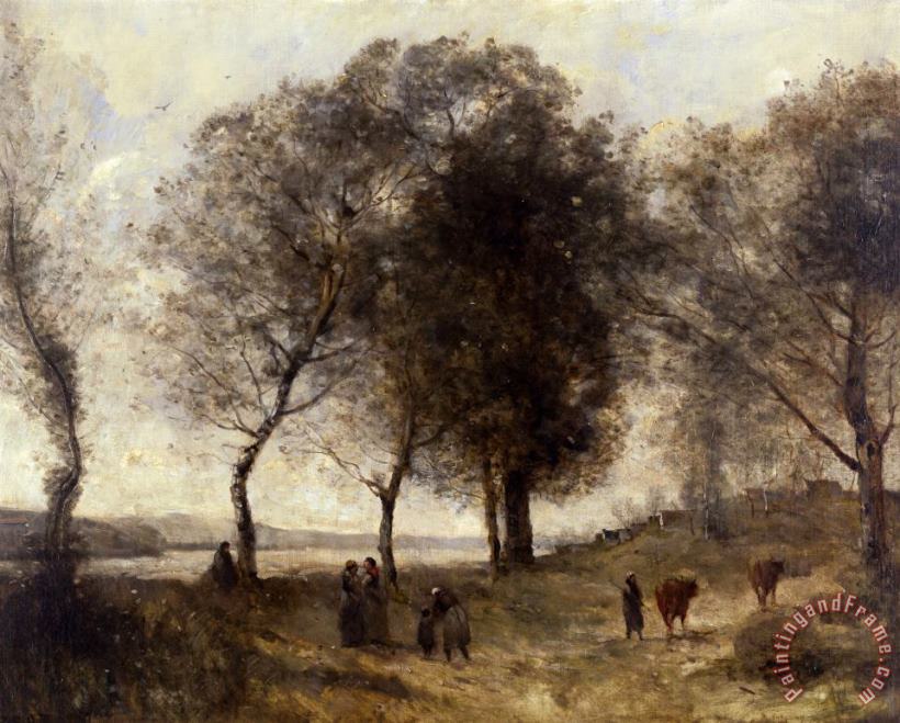 Jean Baptiste Camille Corot Le Lac (or Le Chemin Des Vaches) Art Print