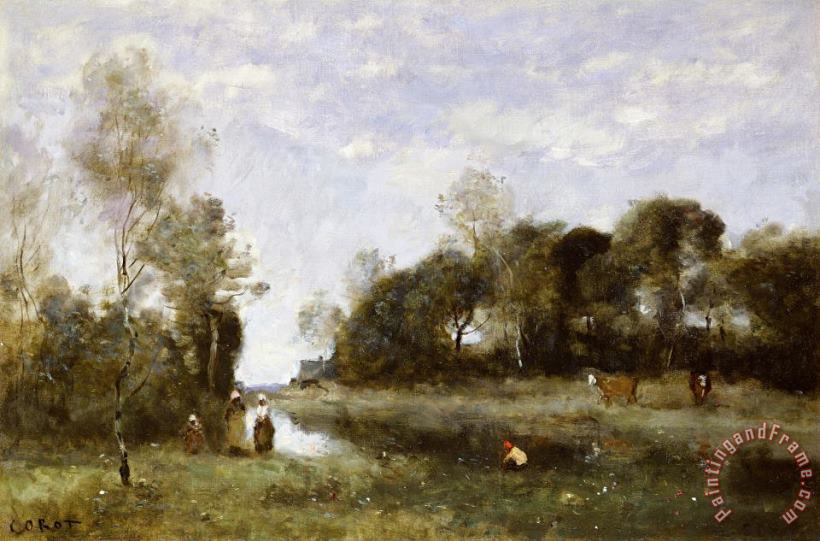 Jean Baptiste Camille Corot Souvenir of the Bresle at Incheville Art Painting