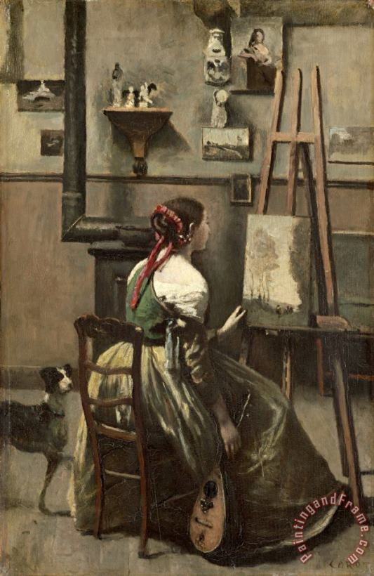 Jean Baptiste Camille Corot The Artist's Studio Art Painting