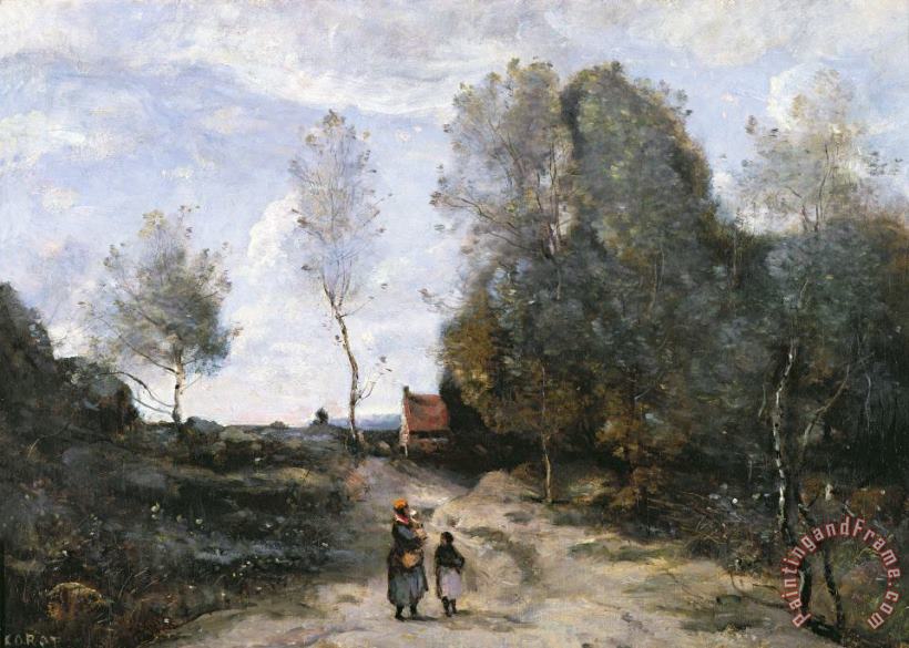 The Road painting - Jean Baptiste Camille Corot The Road Art Print