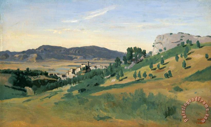 View of Olevano painting - Jean Baptiste Camille Corot View of Olevano Art Print